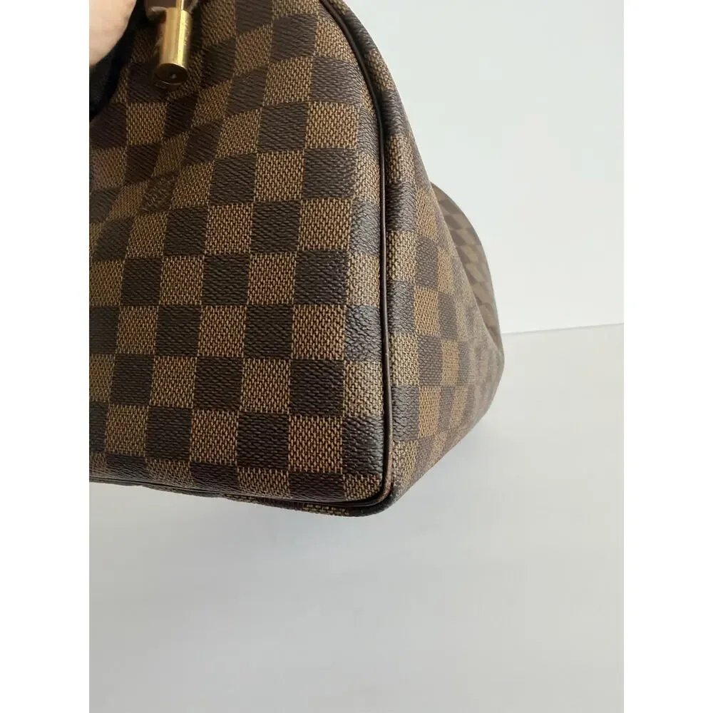 Louis Vuitton Speedy Bandouliere 30 Damier Ebene Brown Satchel Red Lining Lock